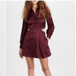 NWT Jonathan Simkhai Baylor Mini Wine Dress Satin Cutout Size XS